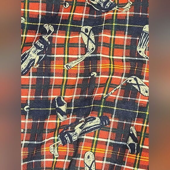 Vintage Bugle Boy Plaid Novelty Print Golf Button Down Shirt, 100% Cotton | XL - Picture 5 of 5